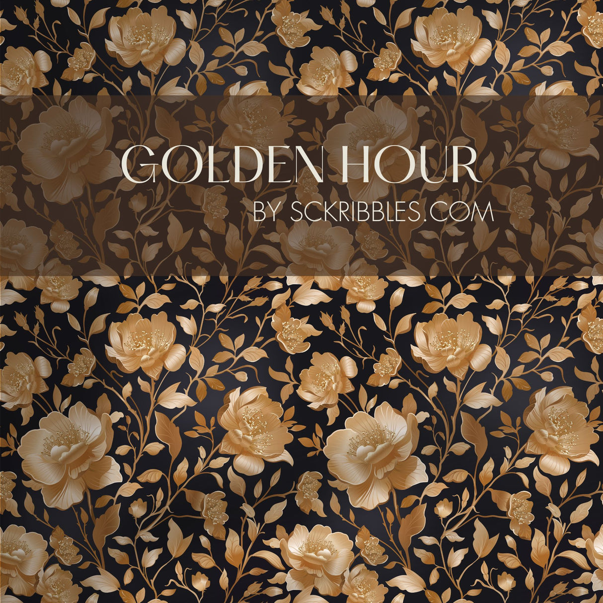 Eden Elegance | Gold Floral Luxury Chinoiserie Wallpaper Wallpaper Sckribbles Traditional - (Non-Woven) Sample 14'' x 14'' / 35 x 35 cm Golden Hour