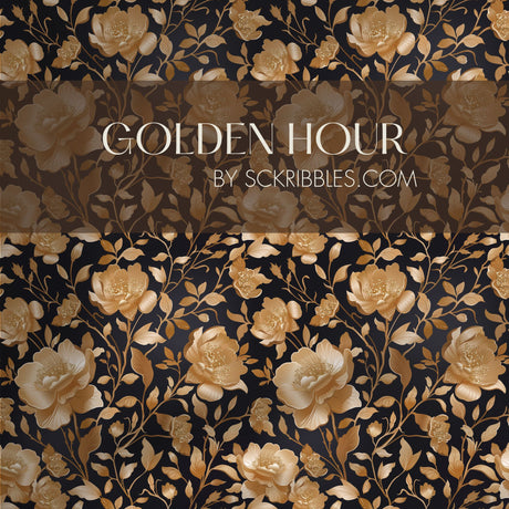 Eden Elegance | Gold Floral Luxury Chinoiserie Wallpaper Wallpaper Sckribbles Traditional - (Non-Woven) Sample 14'' x 14'' / 35 x 35 cm Golden Hour