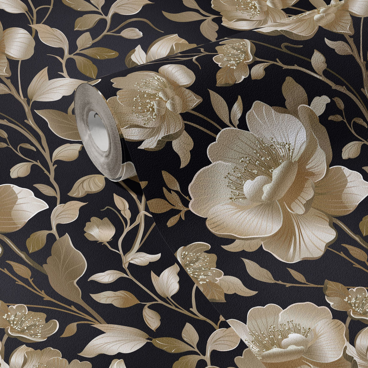 Eden Elegance | Gold Floral Luxury Chinoiserie Wallpaper Wallpaper Sckribbles