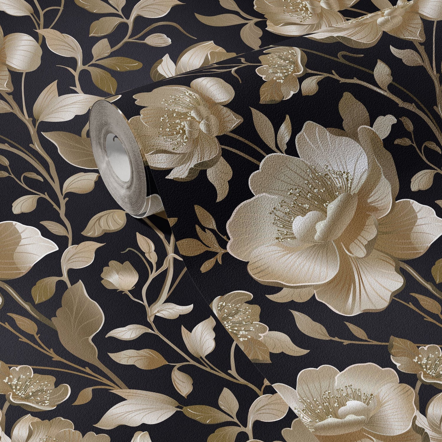 Eden Elegance | Gold Floral Luxury Chinoiserie Wallpaper Wallpaper Sckribbles