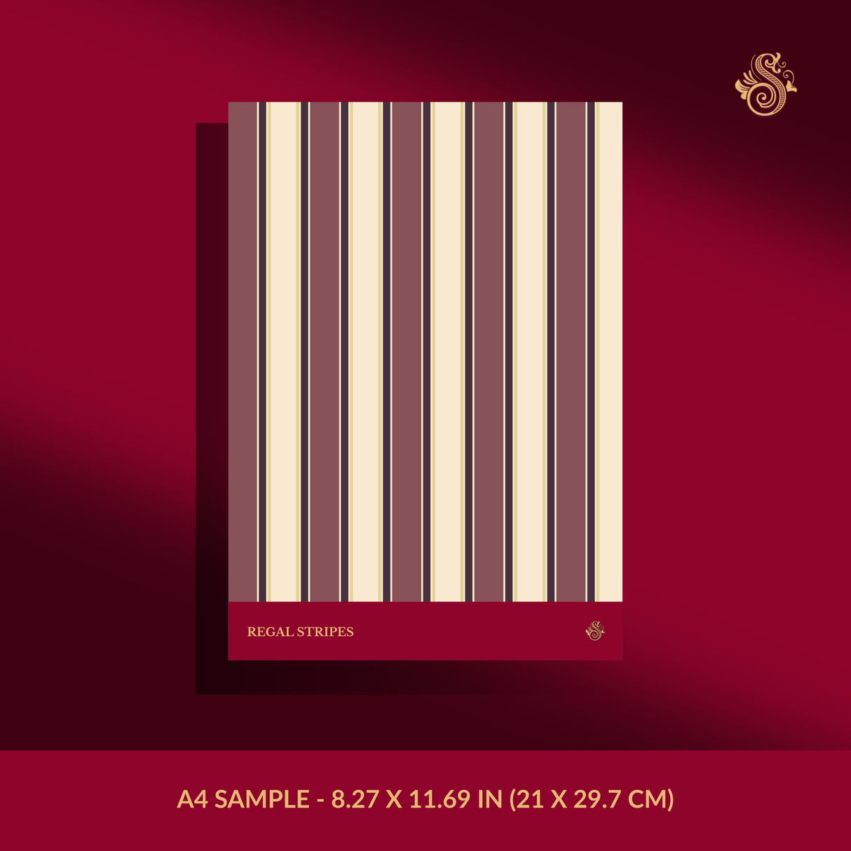 Regal Stripes | Sophisticated Classic Mauve & Cream Striped Wallpaper Wallpaper Sckribbles Signature - Premium Non-Woven A4 Sample - 8.27 × 11.69 in (21 × 29.7 cm)