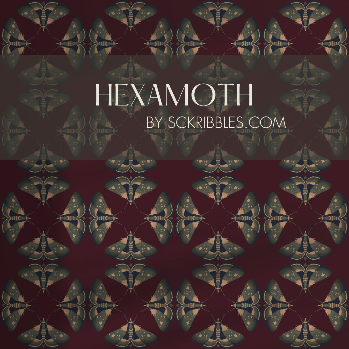Moth Matrix | Moody Dark Academia Geometrical Moth Wallpaper Wallpaper Sckribbles Traditional - (Non-Woven) Sample 14'' x 14'' / 35 x 35 cm HexaMoth