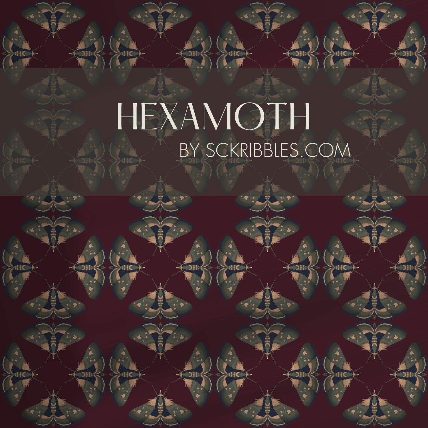 Moth Matrix | Moody Dark Academia Geometrical Moth Wallpaper Wallpaper Sckribbles Traditional - (Non-Woven) Sample 14'' x 14'' / 35 x 35 cm HexaMoth