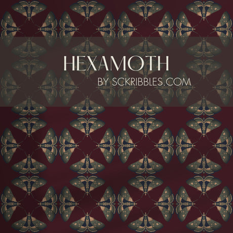 Moth Matrix | Moody Dark Academia Geometrical Moth Wallpaper Wallpaper Sckribbles Traditional - (Non-Woven) Sample 14'' x 14'' / 35 x 35 cm HexaMoth