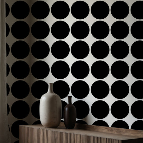 Circle Saga | Bold Black & White Geometrical Circles Wallpaper Wallpaper Sckribbles