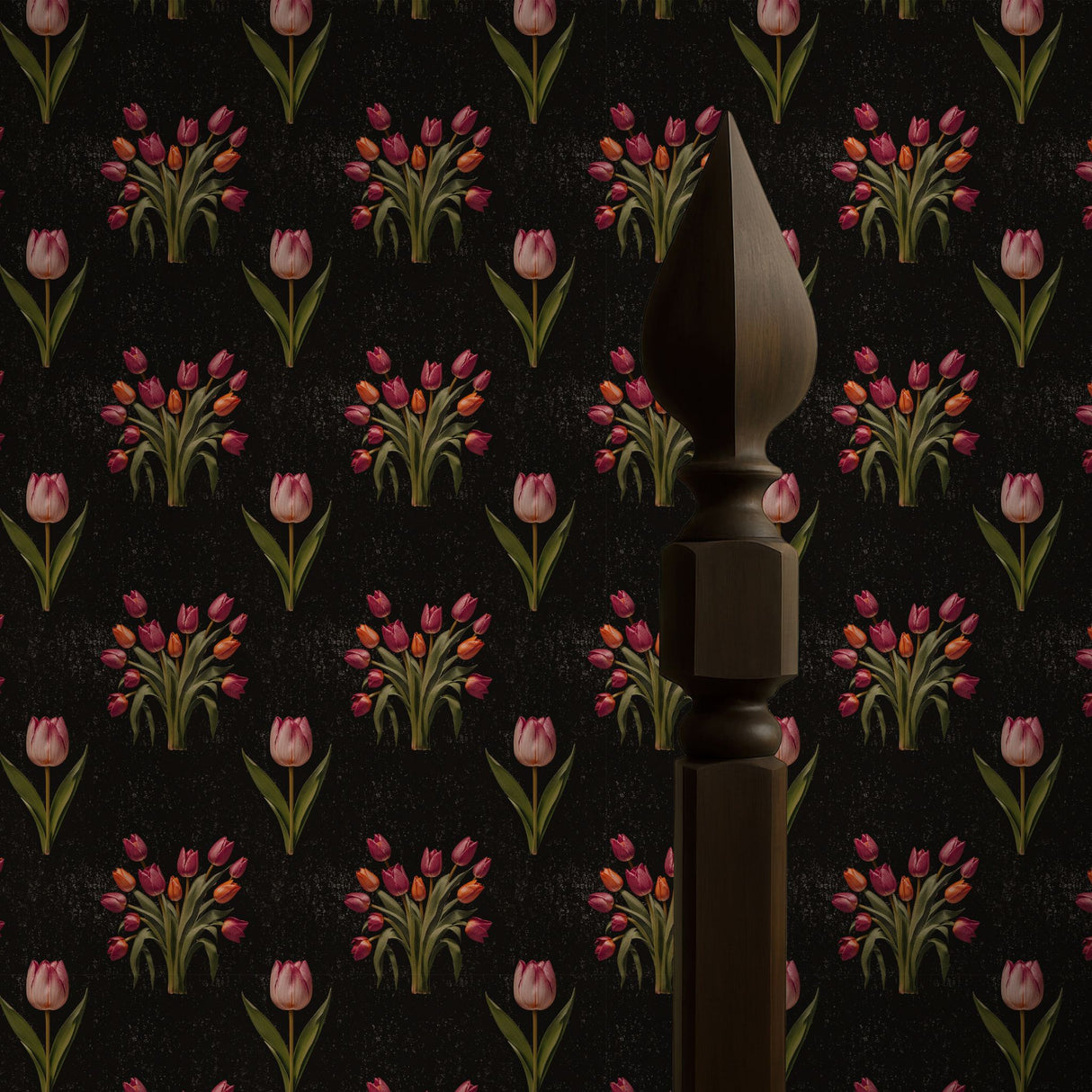 Botanical Bunch | Dark Moody Tulip Floral Wallpaper Wallpaper Sckribbles