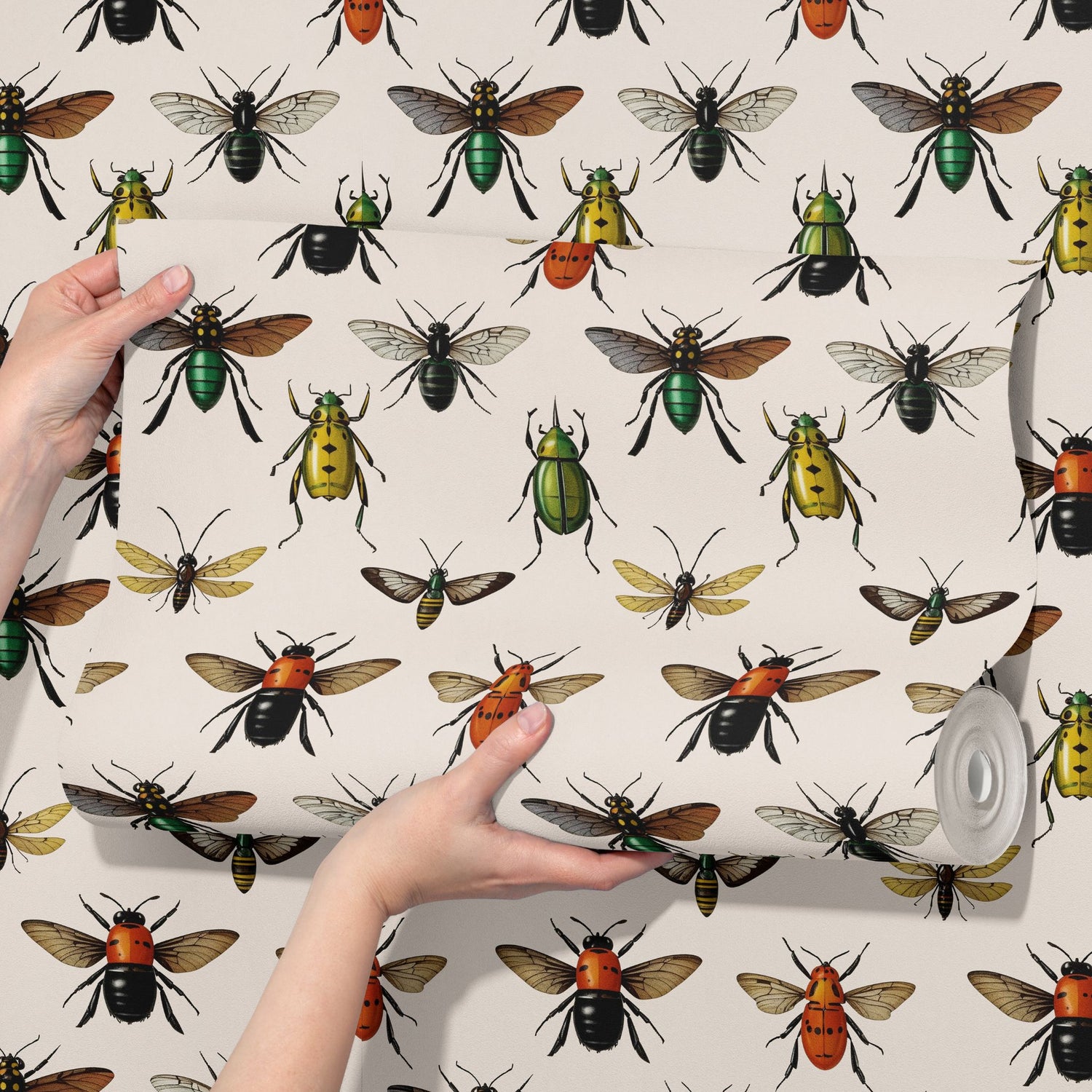 Bug Motif | Fun Light Vintage Insect Wallpaper Wallpaper Sckribbles