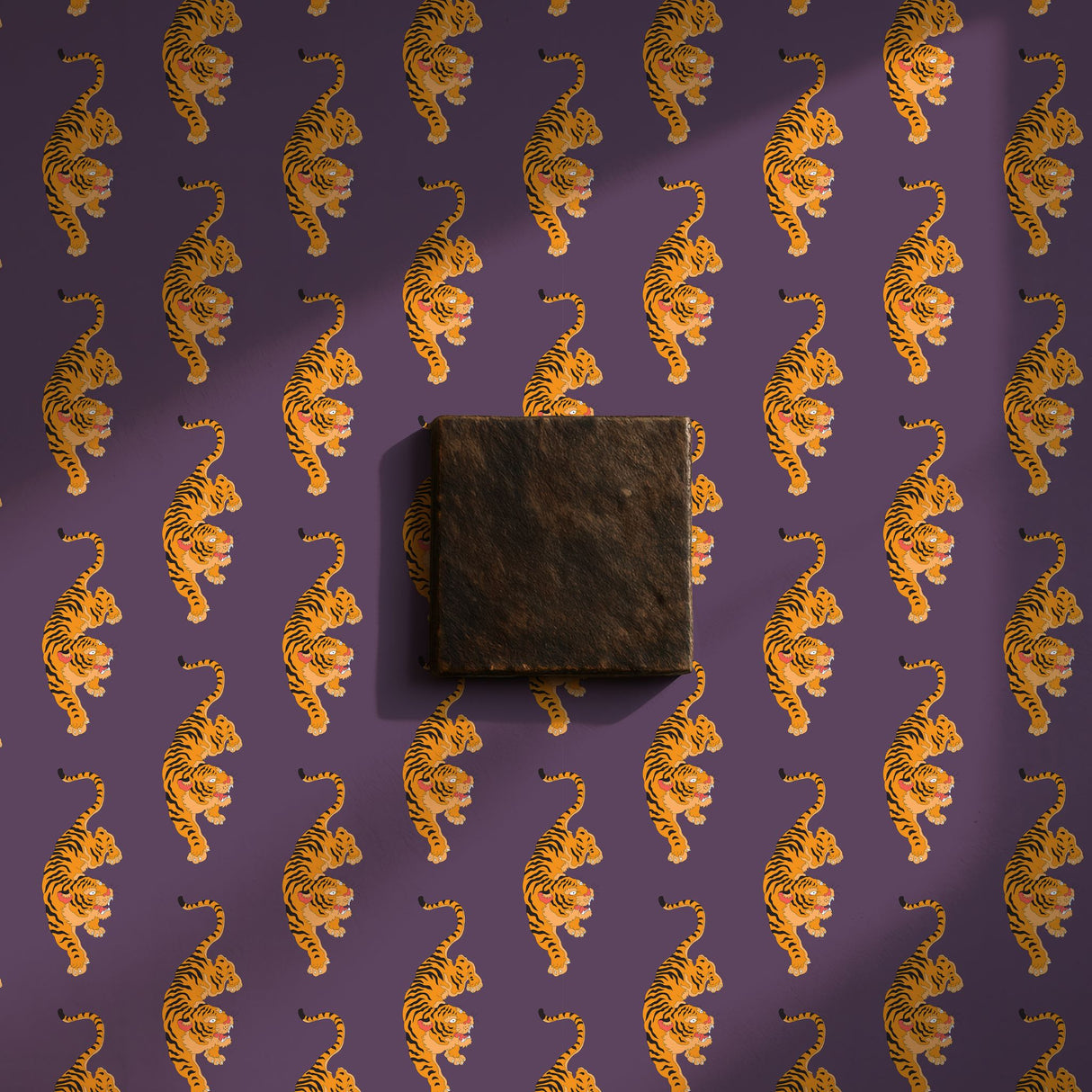 Vivid Tigress | Bold Orange & Purple Maximalist Tiger Wallpaper Wallpaper Sckribbles