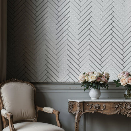 Classic Sub | Timeless Minimalist Geometrical Subway Tiles Wallpaper Wallpaper Sckribbles
