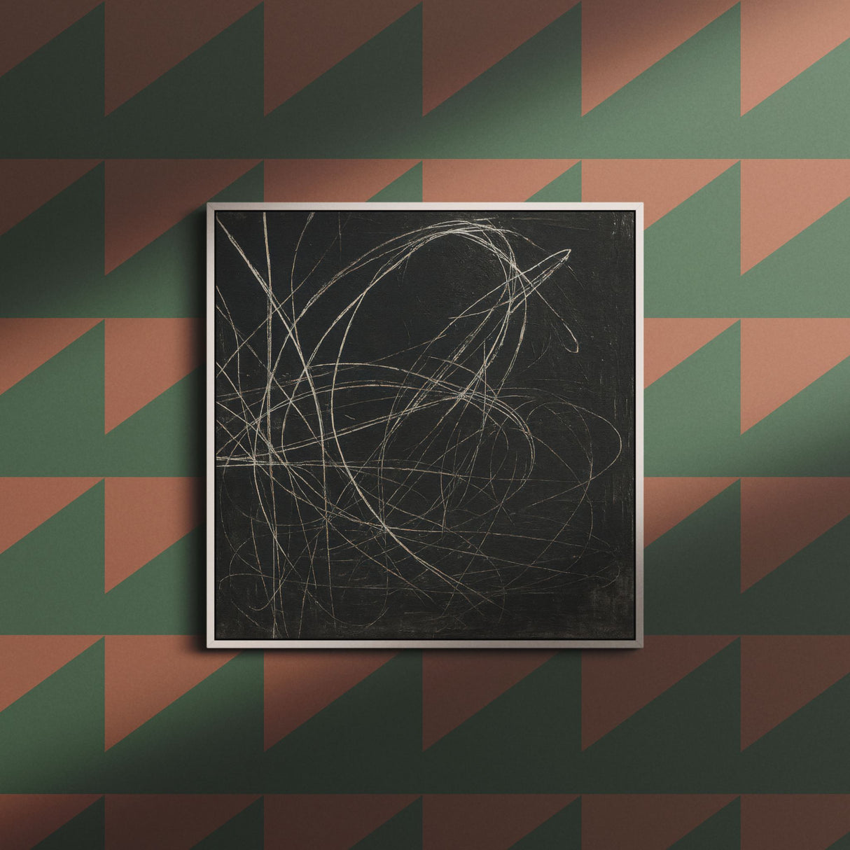 Modern Maze | Bold Green & Mocha Brown Geometrical Wallpaper Wallpaper Sckribbles