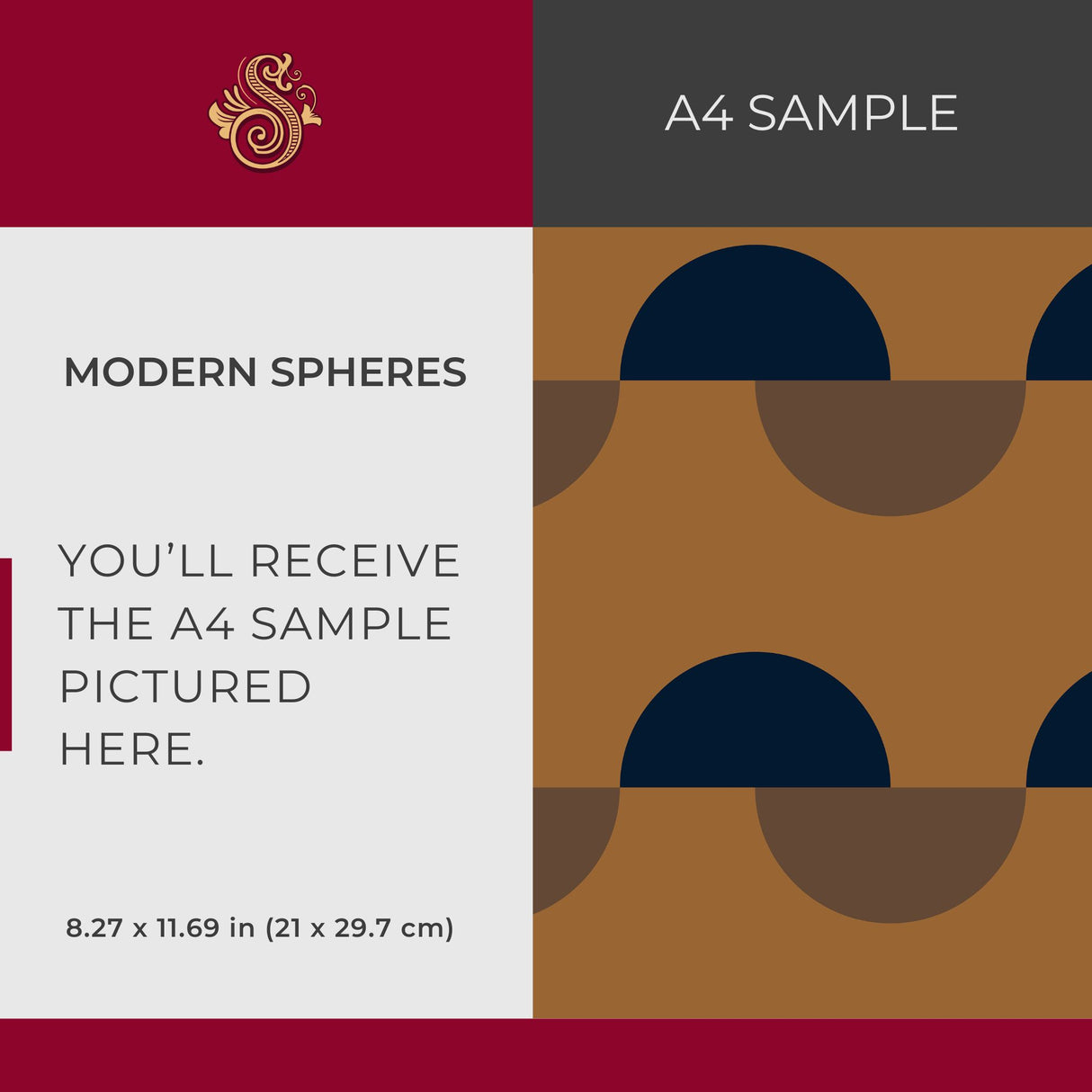 Modern Spheres | Retro Contemporary Abstract Geometrical Semi-Circles Wallpaper Wallpaper Sckribbles Signature - Premium Non-Woven A4 Sample - 8.3 × 11.7 in (21 × 29.7 cm)