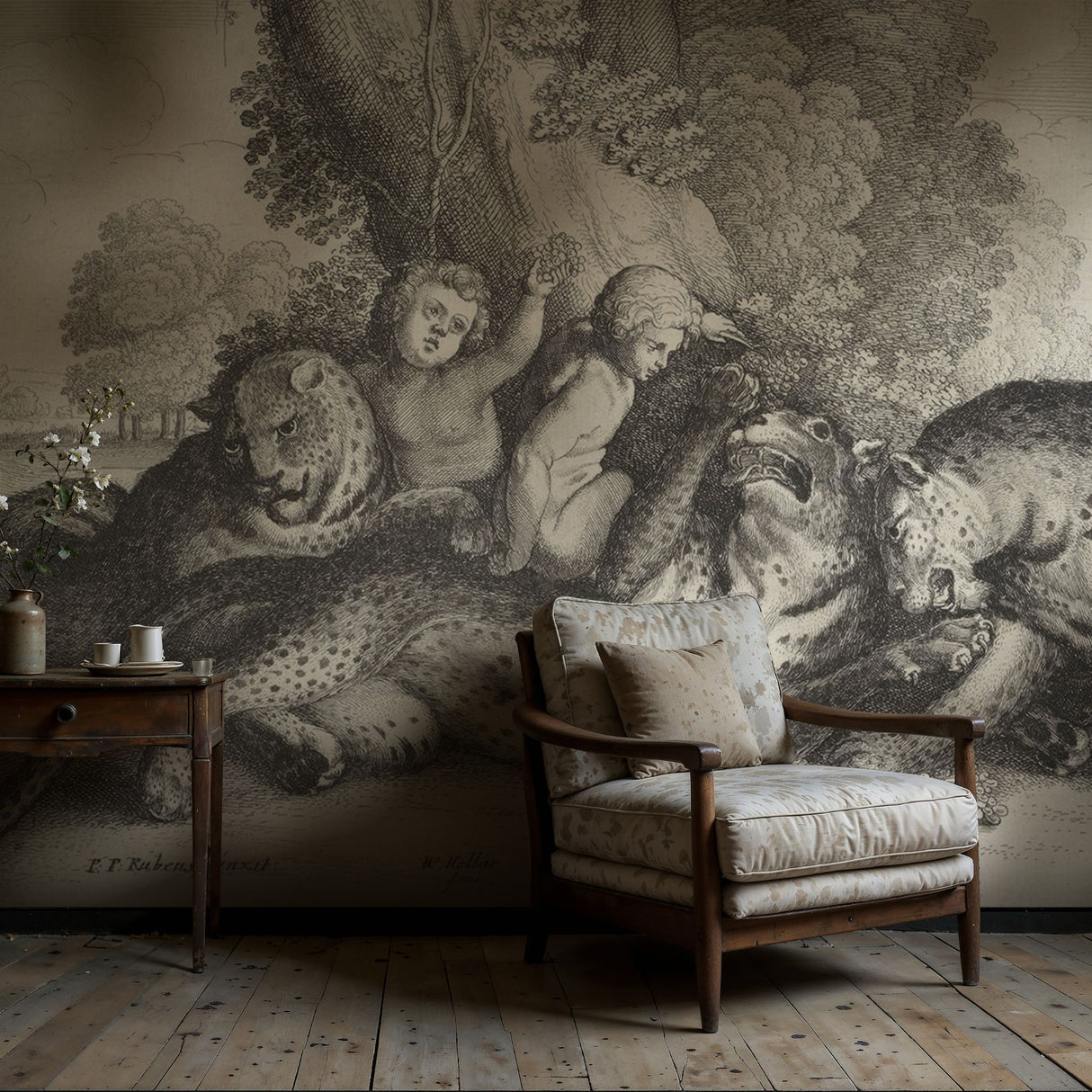 Luipairs & Jongetjes | Vintage Mythical Animals Wallpaper Mural Wallpaper Mural Sckribbles