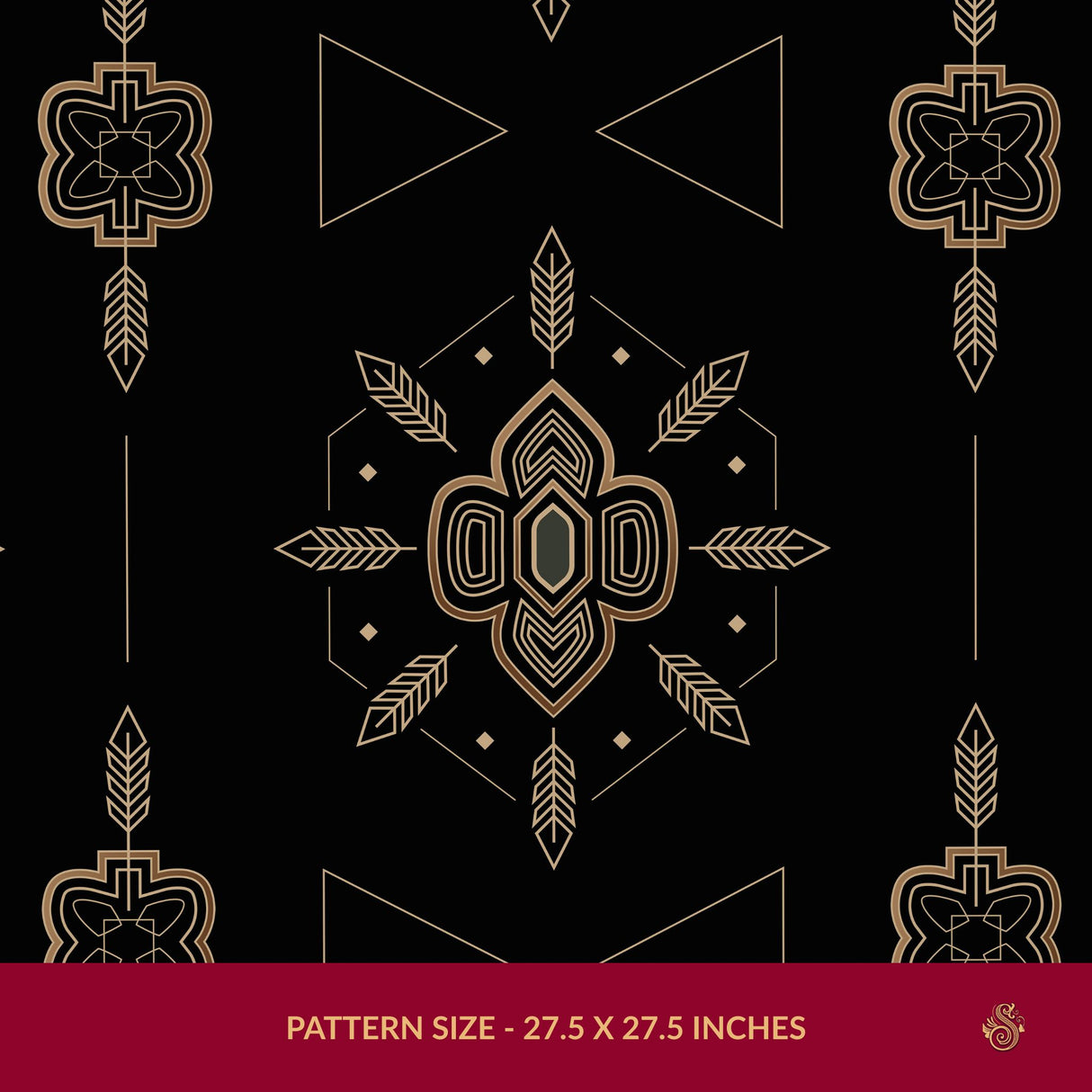 Sacred Geometry | Moody Black Glamorous Luxury Art Deco Wallpaper Wallpaper Sckribbles Signature - Premium Non-Woven Roll - 27.5 in x 32.8 ft (70 cm × 10 m)