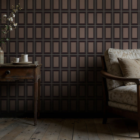 Boxed Brilliance | Brown Geometrical Rectangular Masculine Wallpaper Wallpaper Sckribbles