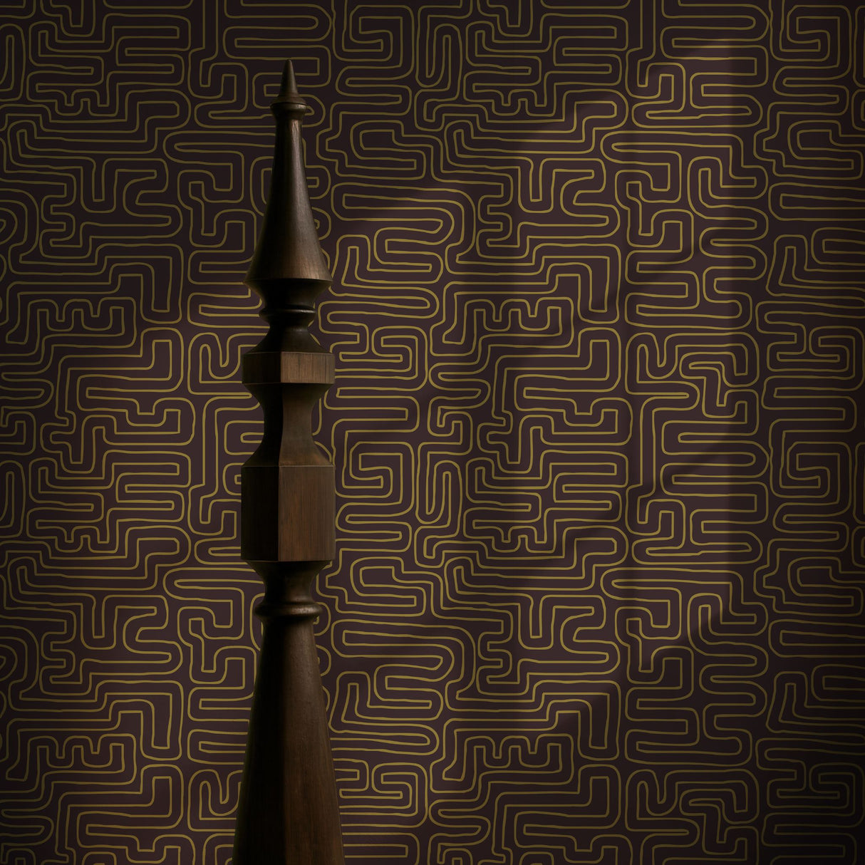 Le Labyrinthe | Moody Maze Squiggly Lines Maximalist Wallpaper Wallpaper Sckribbles