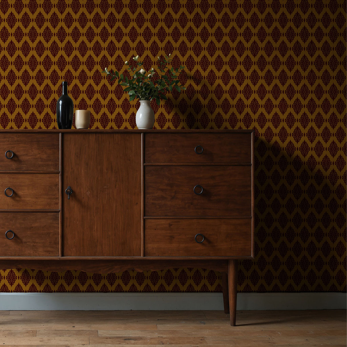 Ornate Grace | Vintage Opulent Regal Victorian Damask Wallpaper Wallpaper Sckribbles