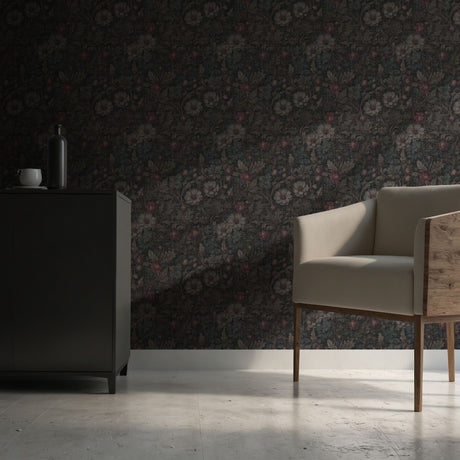 Nocturnal Botanica | Dark Academia Dramatic Moody Floral Wallpaper Wallpaper Sckribbles