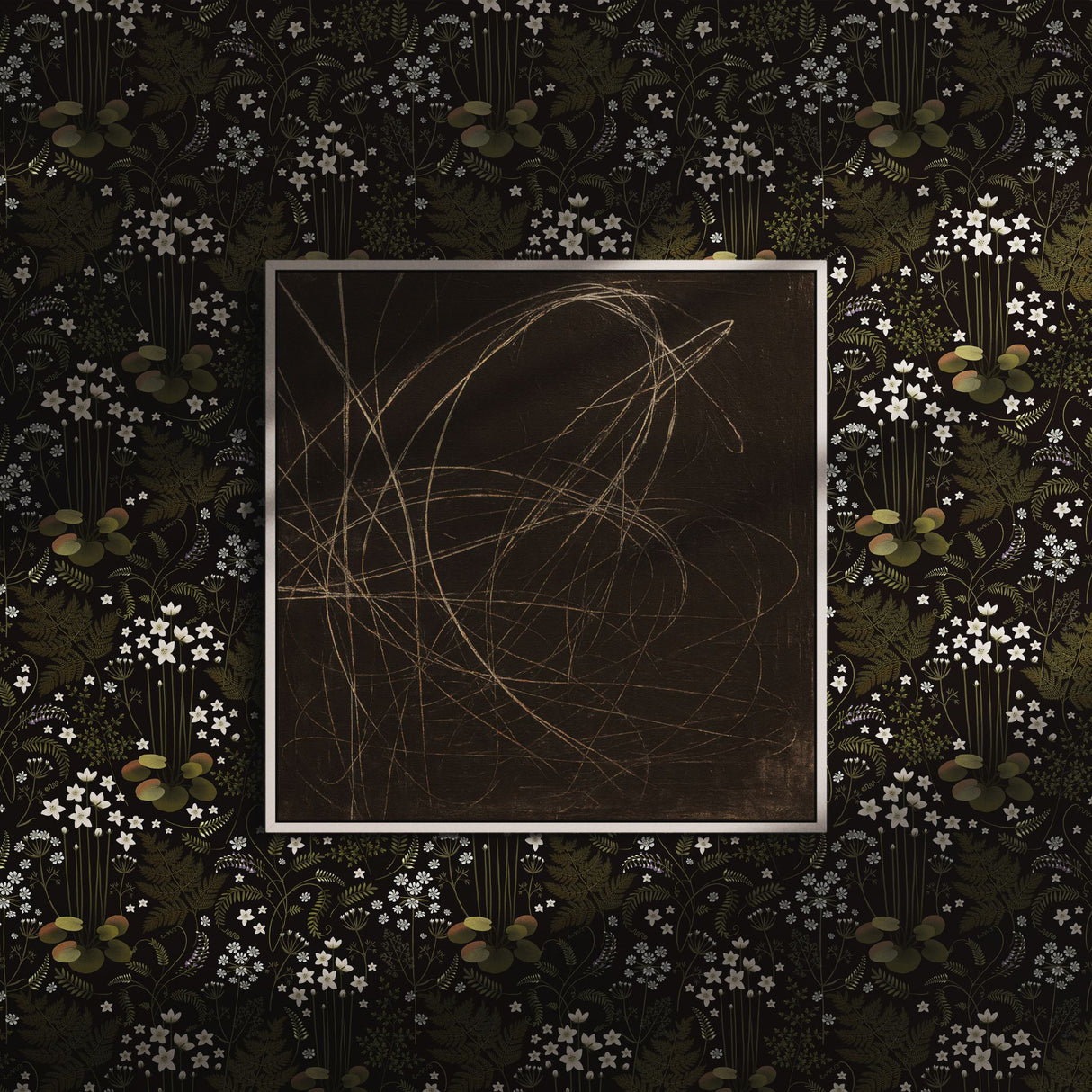 Fern Grotto | Dark Black and Green Floral Botanical Wallpaper Wallpaper Sckribbles