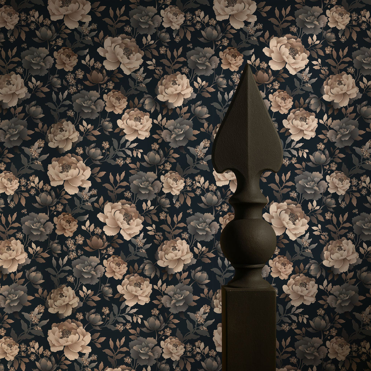 Moonlit Garden | Dark Academia Moody Floral Wallpaper Wallpaper Sckribbles