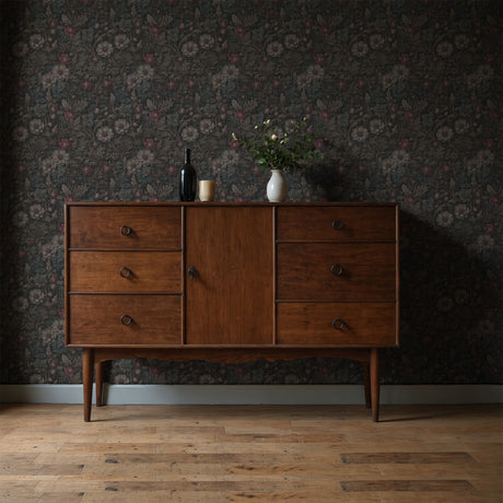 Nocturnal Botanica | Dark Academia Dramatic Moody Floral Wallpaper Wallpaper Sckribbles