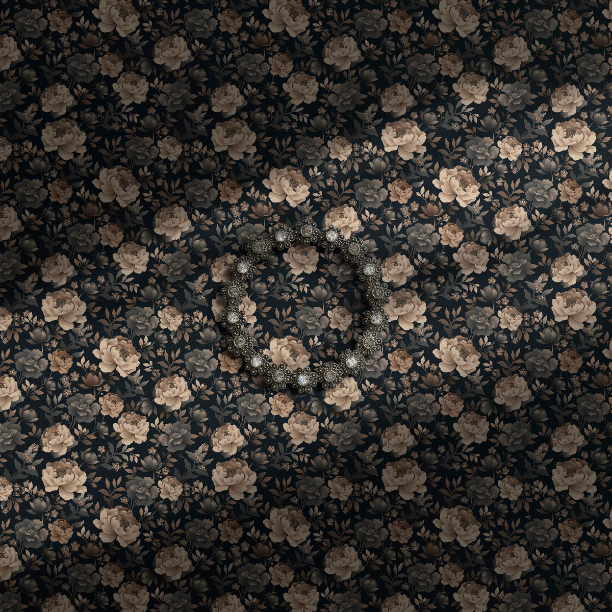 Moody floral wallpaper.