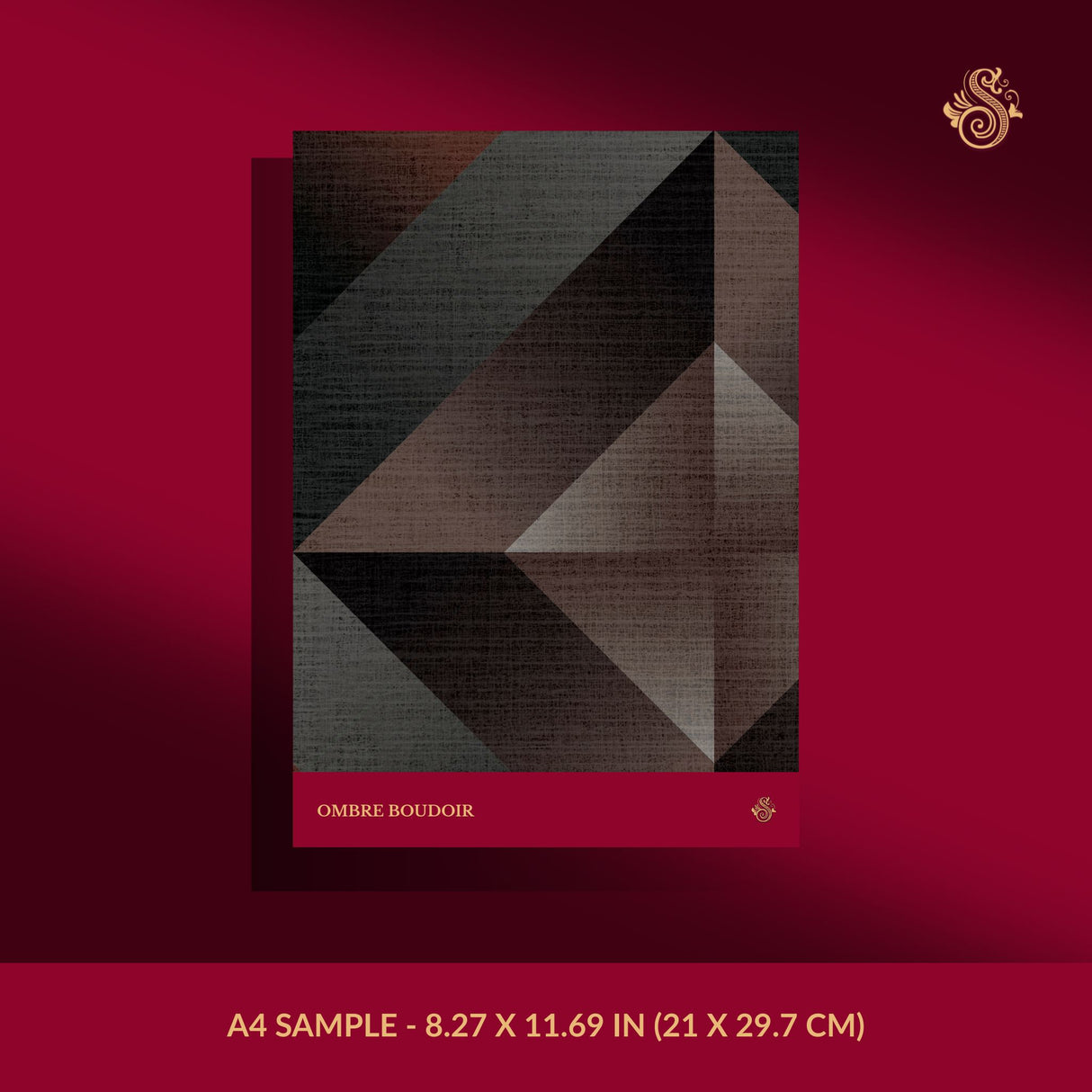 Ombre Boudoir | Moody Luxury Geometrical Wallpaper Wallpaper Sckribbles Signature - Premium Non-Woven A4 Sample - 8.27 × 11.69 in (21 × 29.7 cm)