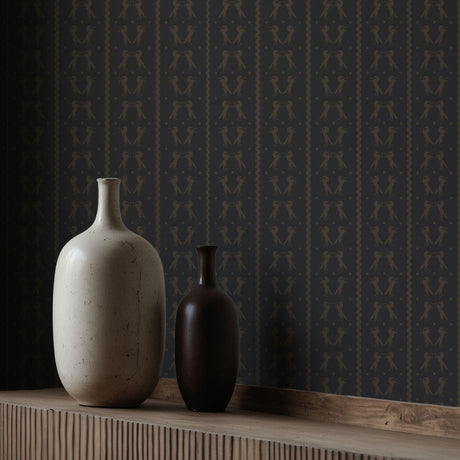 Gallop & Grace | Dark Gray & Brown Striped Horse Wallpaper Wallpaper Sckribbles