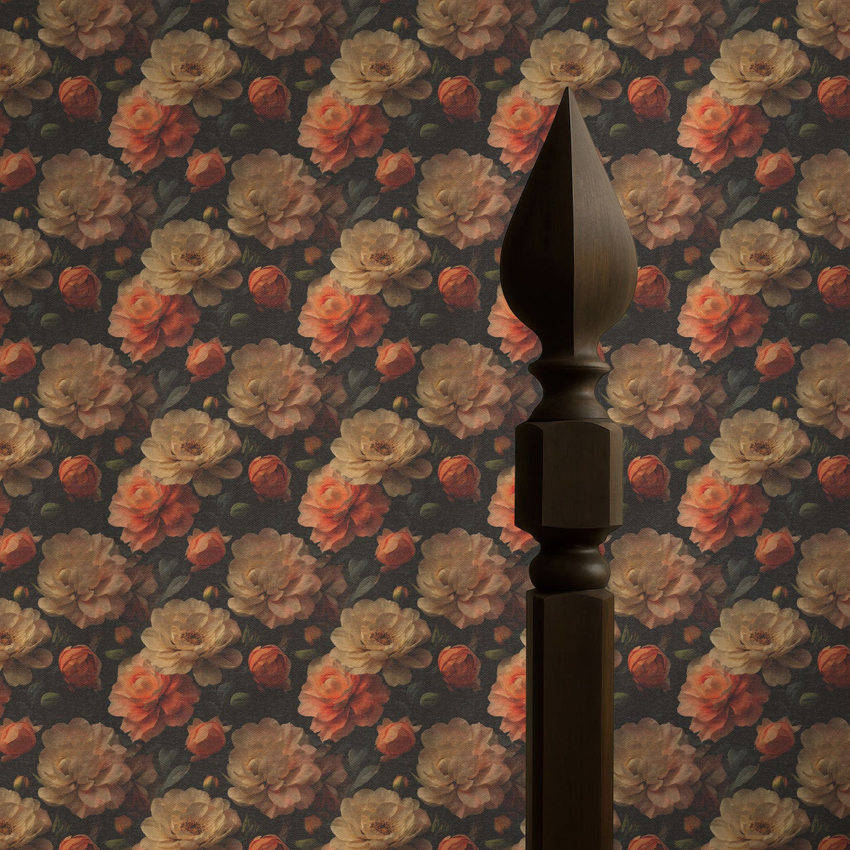 Pretty Petals | Moody Dramatic Large Floral Rose Wallpaper Wallpaper Sckribbles