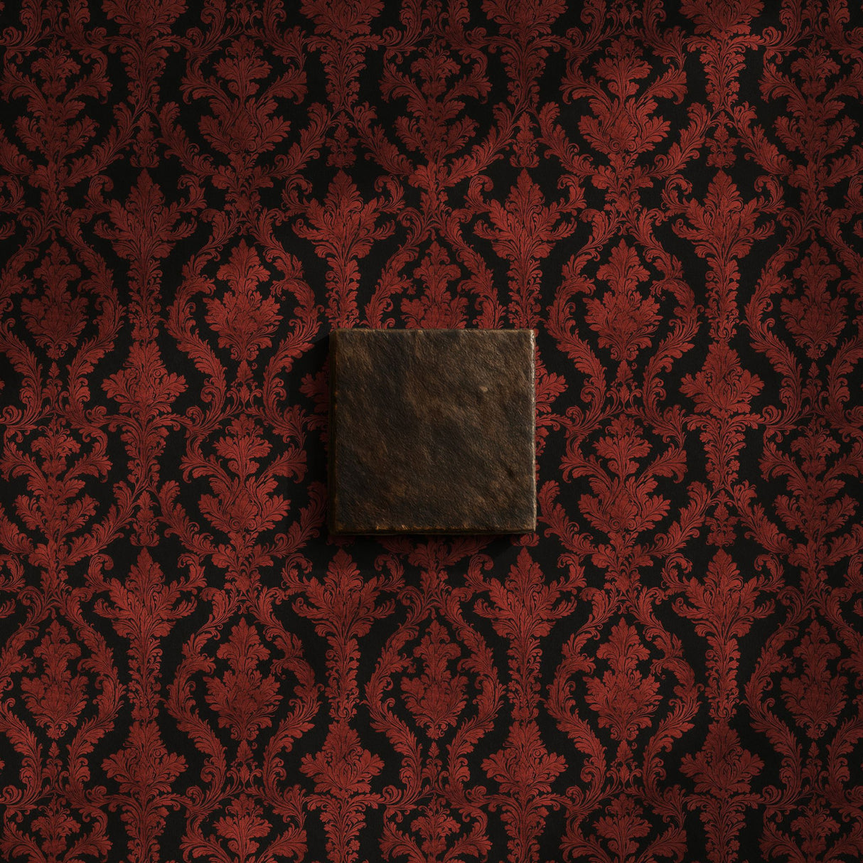Crimson Noir | Moody Red and Black Damask Wallpaper Wallpaper Sckribbles