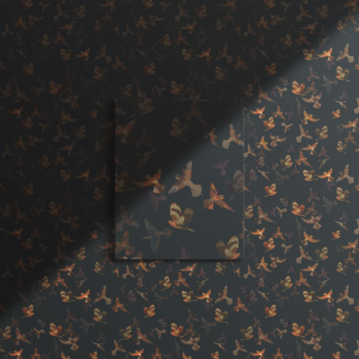 Dreamy Birds | Dark Moody Muted Whimsical Bird Wallpaper Wallpaper Sckribbles