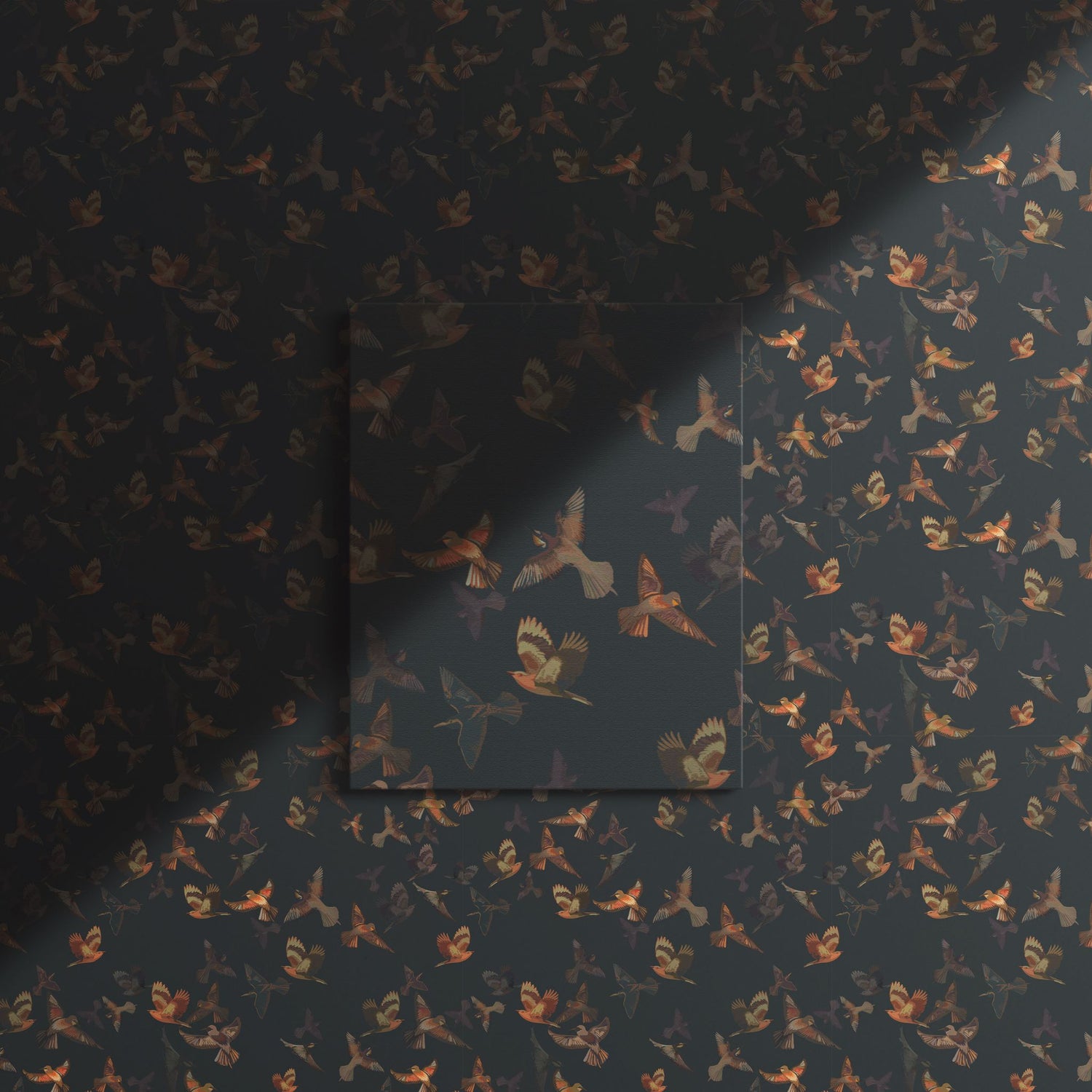 Dreamy Birds | Dark Moody Muted Whimsical Bird Wallpaper Wallpaper Sckribbles