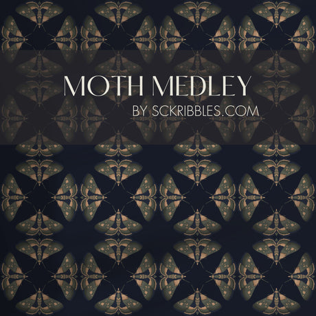 Moth Matrix | Moody Dark Academia Geometrical Moth Wallpaper Wallpaper Sckribbles Traditional - (Non-Woven) Sample 14'' x 14'' / 35 x 35 cm Moth Medley