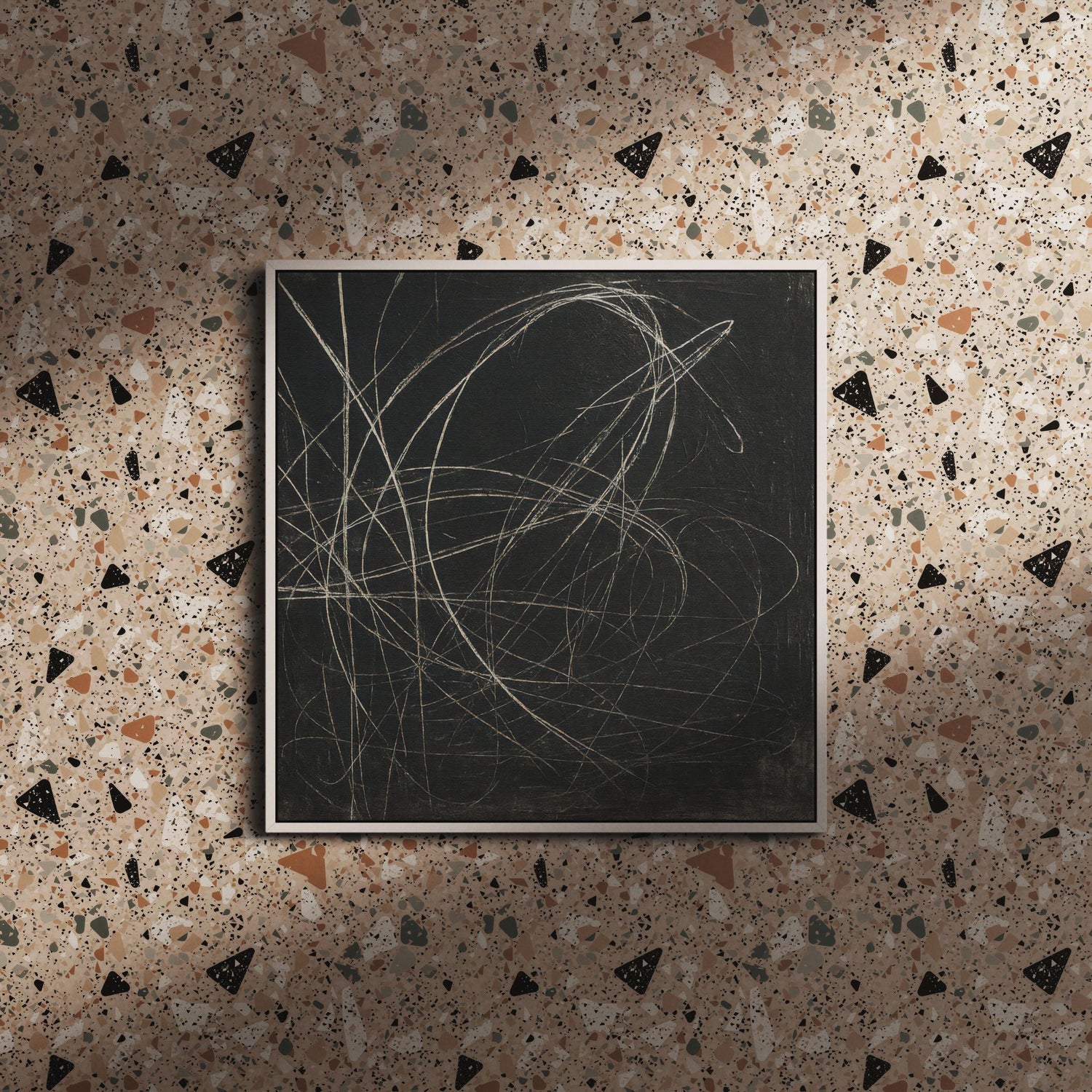 Pretty Stones | Pink, Beige, & Black Terrazzo Wallpaper Wallpaper Sckribbles