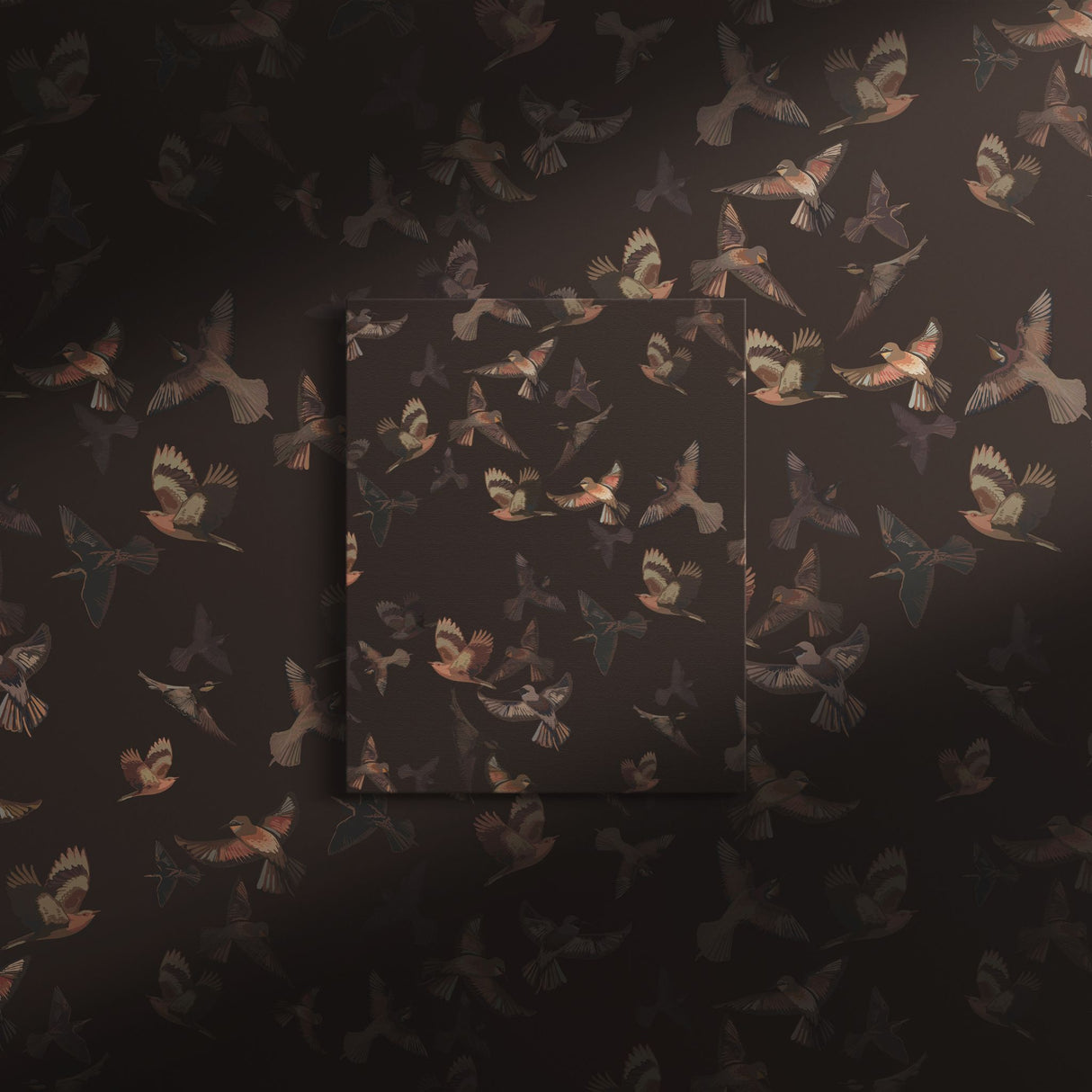Dreamy Birds | Dark Moody Muted Whimsical Bird Wallpaper Wallpaper Sckribbles