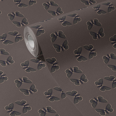 Unlit Wings | Moody Muted Brown Geometric Moth Wallpaper Wallpaper Sckribbles
