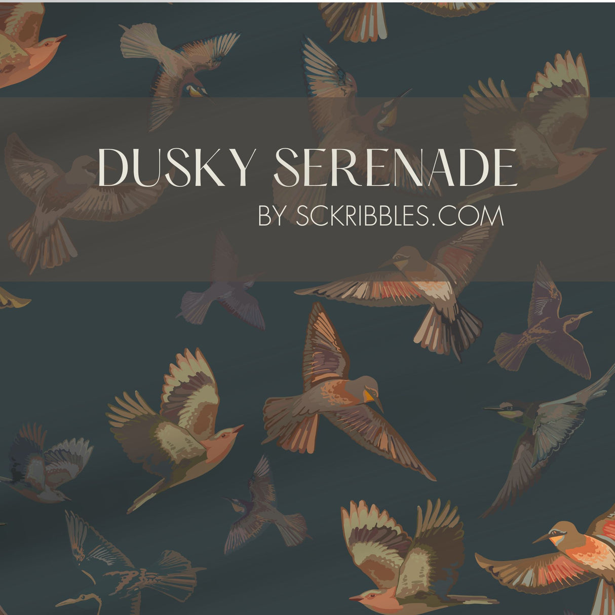 Dreamy Birds | Dark Moody Muted Whimsical Bird Wallpaper Wallpaper Sckribbles