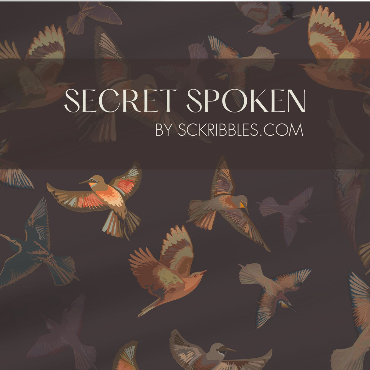 Dreamy Birds | Dark Moody Muted Whimsical Bird Wallpaper Wallpaper Sckribbles