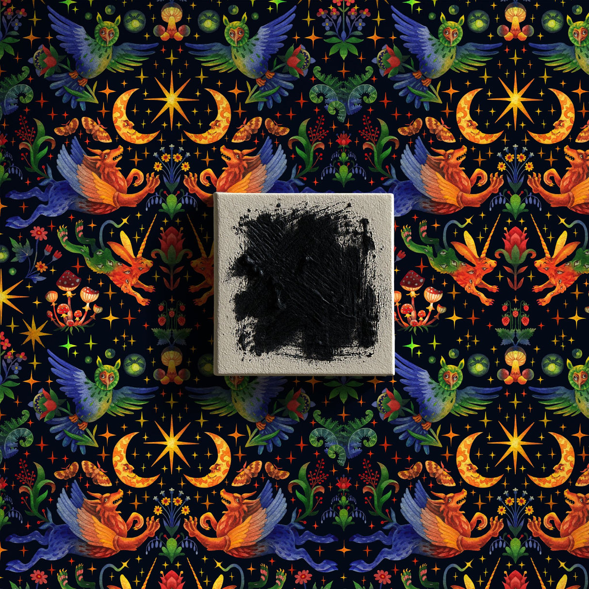 Starlit Wildings | Bright & Colorful Mythical Creatures Wallpaper Wallpaper Sckribbles