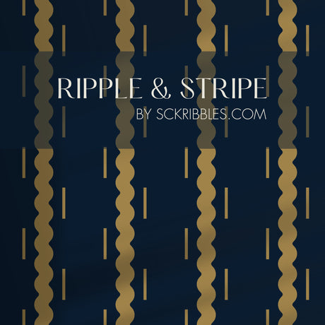 Ripple & Stripe | Dark Navy Blue Wavy Striped Wallpaper Wallpaper Sckribbles
