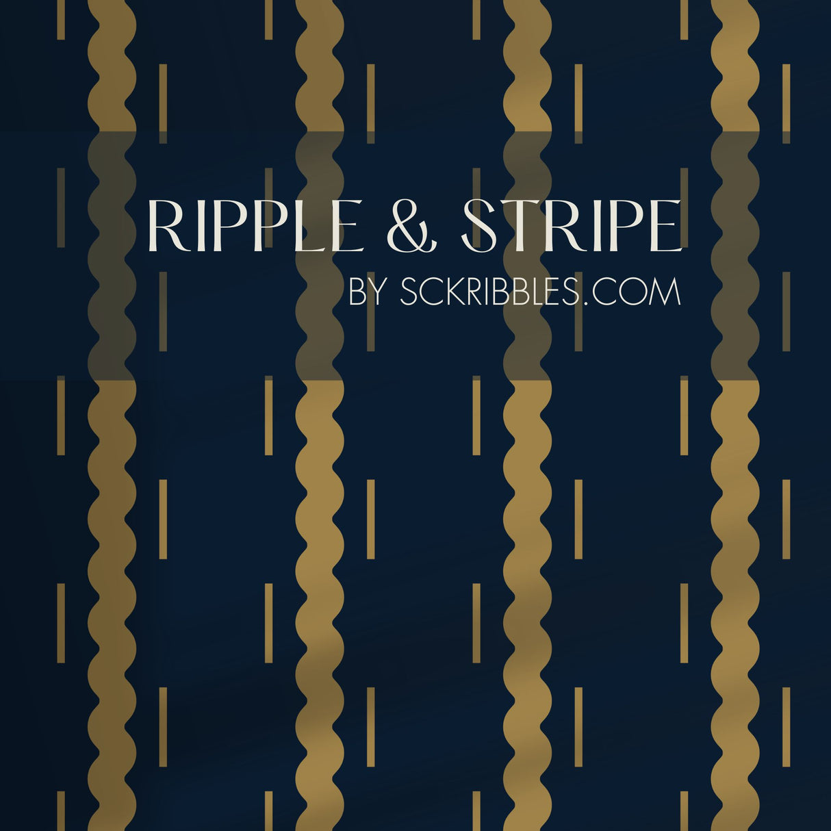 Ripple & Stripe | Dark Navy Blue Wavy Striped Wallpaper Wallpaper Sckribbles