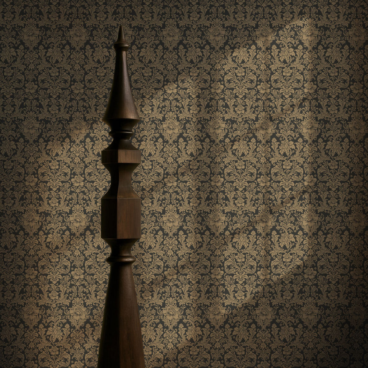 Brownstone Beauty | Neutral Brown Elegant Damask Wallpaper Wallpaper Sckribbles