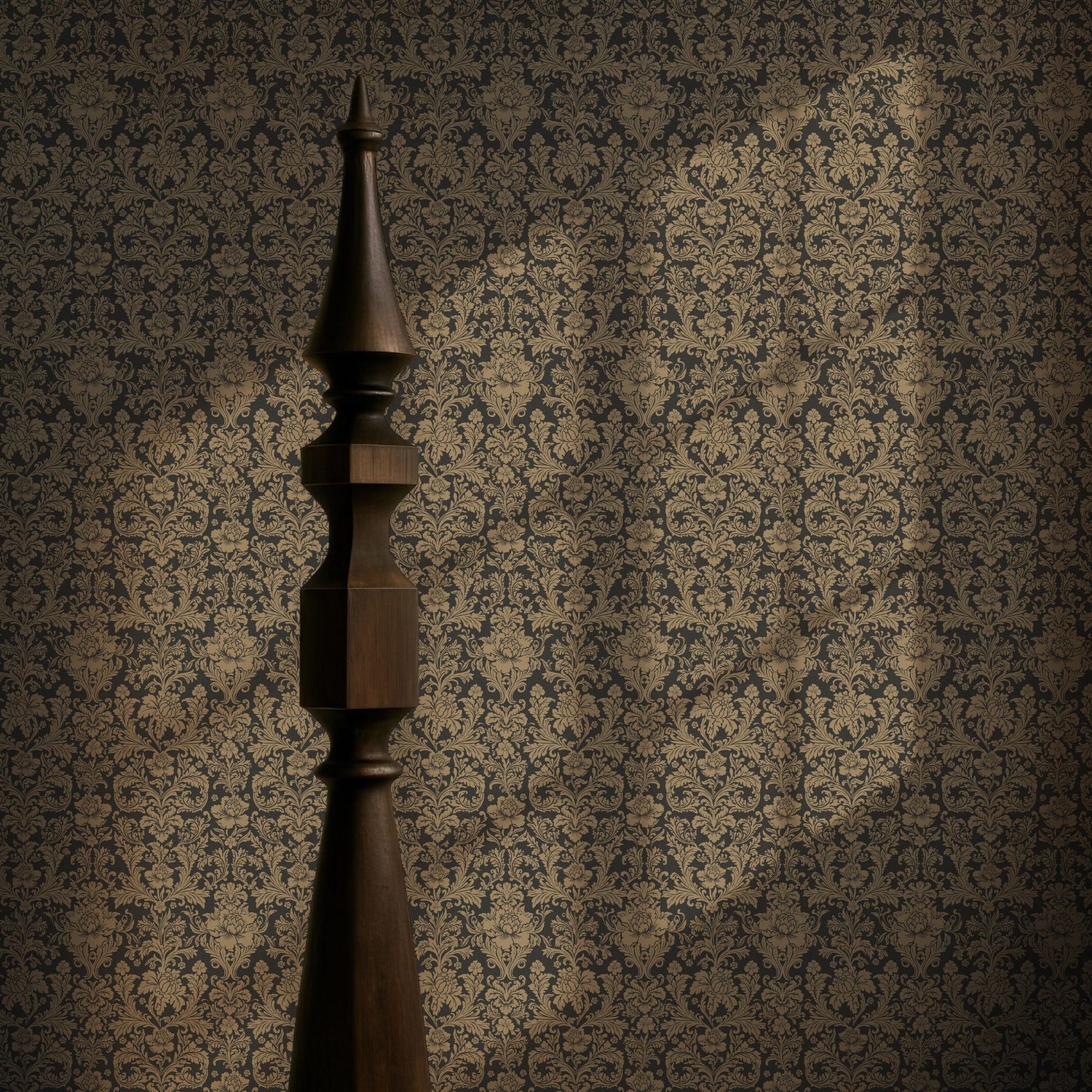 Brownstone Beauty | Neutral Brown Elegant Damask Wallpaper Wallpaper Sckribbles