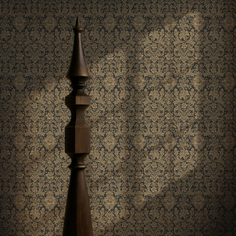 Brownstone Beauty | Neutral Brown Elegant Damask Wallpaper Wallpaper Sckribbles