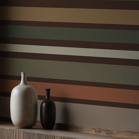 Claystone Stripe | Dramatic Neutral Horizontal Striped Wallpaper Mural Wallpaper Mural Sckribbles