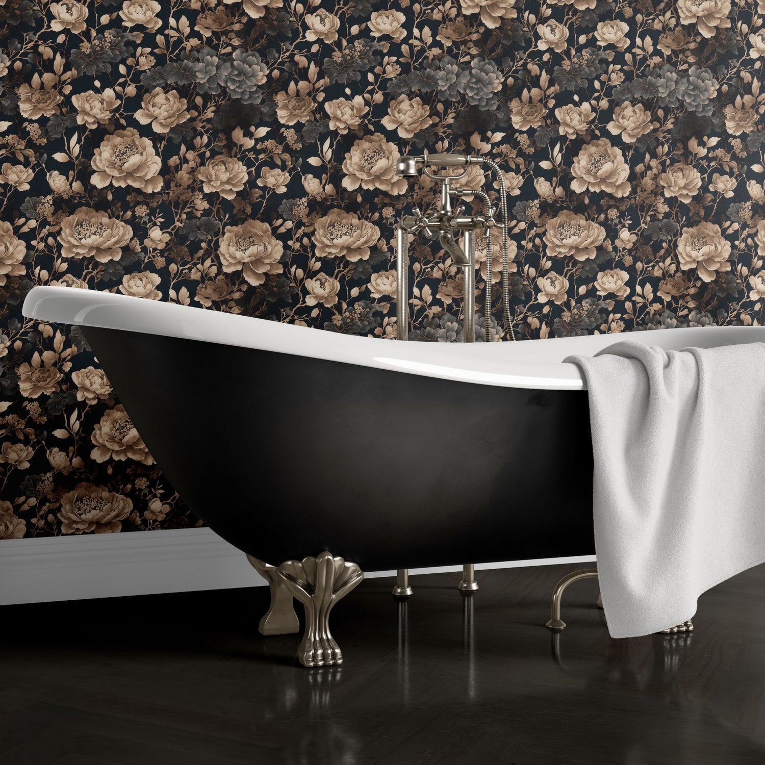 Deluxe Florals | Dark Floral Chinoiserie Wallpaper Wallpaper Sckribbles