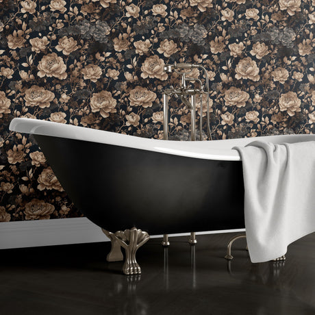 Deluxe Florals | Dark Floral Chinoiserie Wallpaper Wallpaper Sckribbles