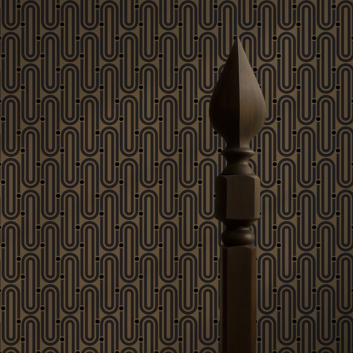 Deco Mod | Brown Geometrical Ellipse Art Deco Wallpaper Wallpaper Sckribbles