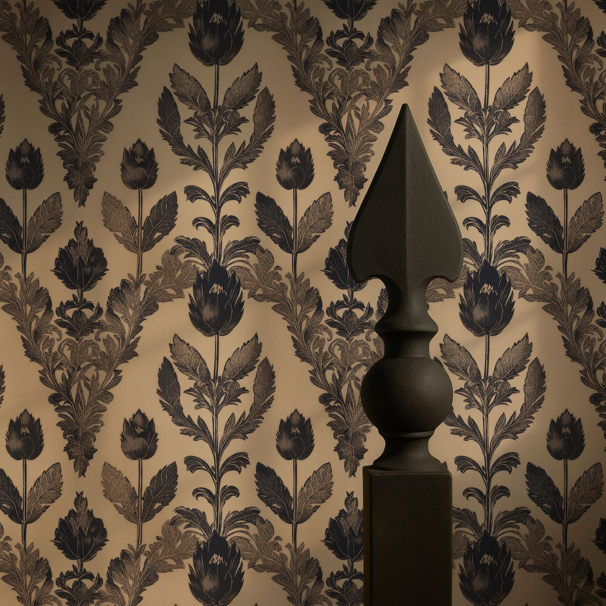 Antique Floral | Neutral Vintage Botanical Damask Wallpaper Wallpaper Sckribbles