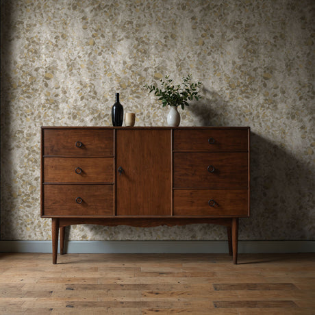 Faded Foliage | Weathered Neutral Rustic Leaves Kitchen Wallpaper Wallpaper Sckribbles