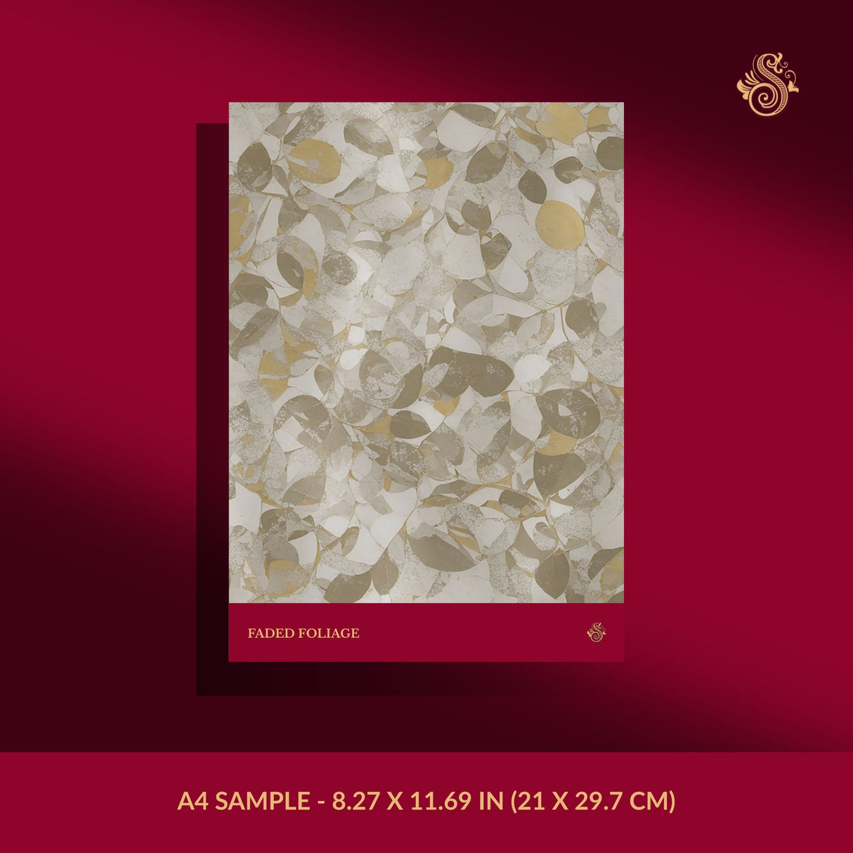 Faded Foliage | Weathered Neutral Rustic Leaves Kitchen Wallpaper Wallpaper Sckribbles Signature - Premium Non-Woven A4 Sample - 8.27 × 11.69 in (21 × 29.7 cm)